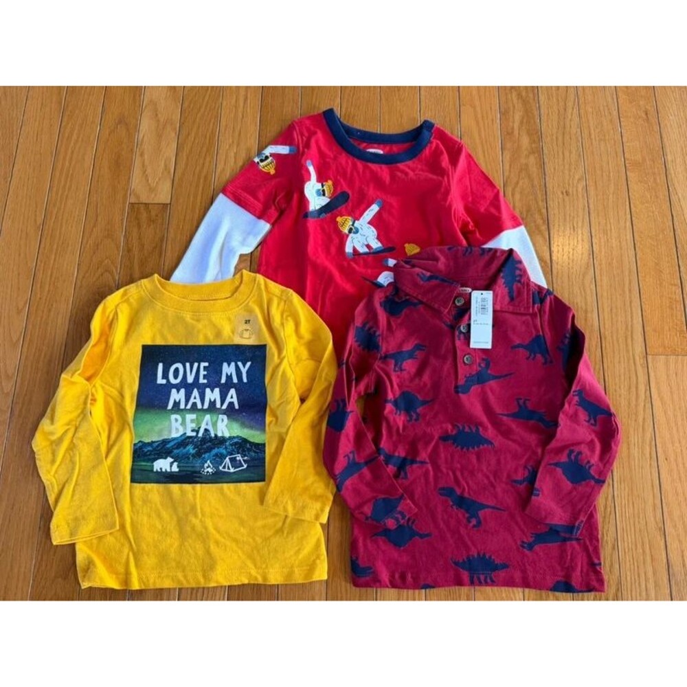 3 New With Tags Old Navy Long Sleeve T-shirts Size Boys 2T